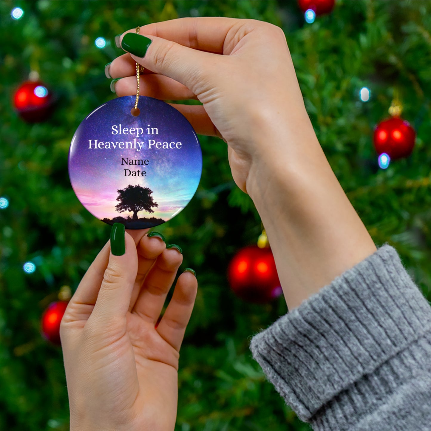 Personalized Memorial Christmas Ornament - Milky Way Sunset Design