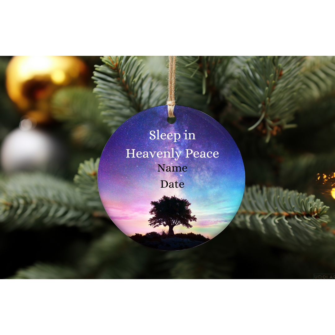 Personalized Memorial Christmas Ornament - Milky Way Sunset Design