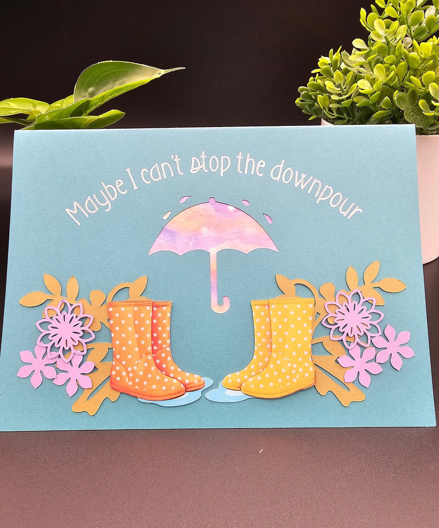 Watercolor Sympathy Card Thinking of you Heavenly Birthday Just Because Walk in the Rain